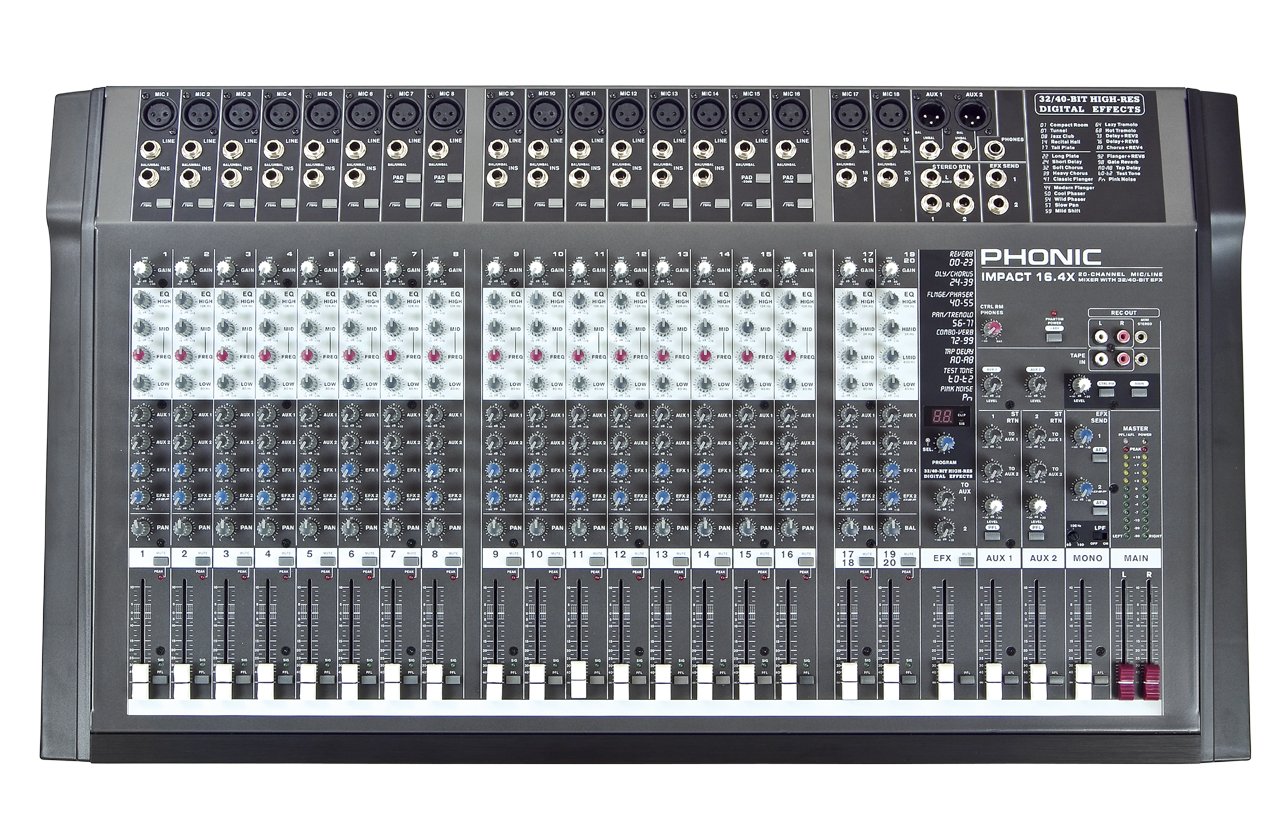 Phonic Impact 16.4X 20-Channel 2-Bus Mixer with DFX : Amazon.in